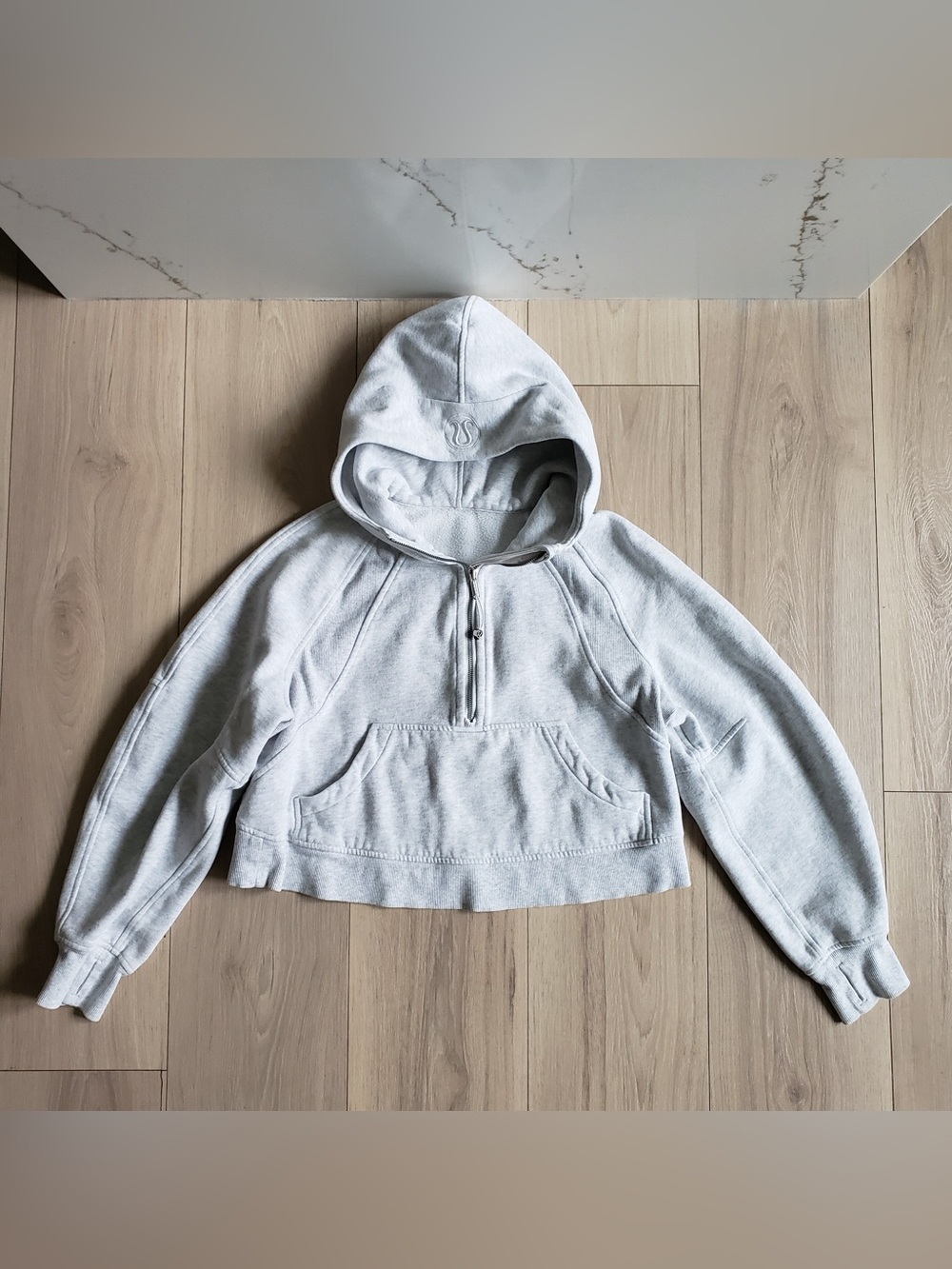 Lululemon Scuba Oversized 1/2 Zip Hoodie Heathered Core Ultra Light Grey XS/S